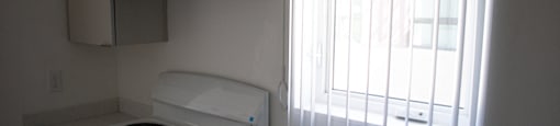 Close up view of appliances and cabinetry