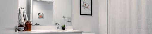 a bathroom with a toilet and a sink and a shower