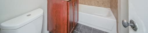 Bathroom with a full size tub at 1355 Pearl in Denver, CO