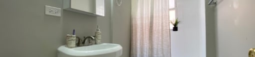 Bright bathroom with tub