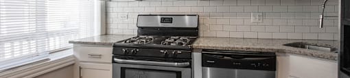 Gas top stove and stainless steel appliances