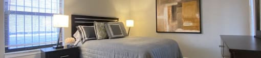 Bedroom with plush carpeting