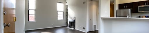 Spacious updated living rooms with fireplace