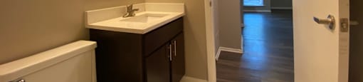 Bathroom with vanity storage