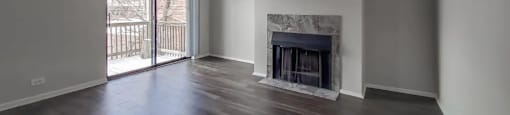 Grey Living Room with Fireplace
