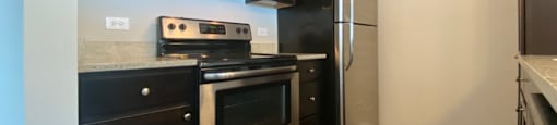 Stainless steel appliances with a built in microwave