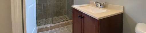 Upgraded bathroom with glass shower doors - 1 Bedroom