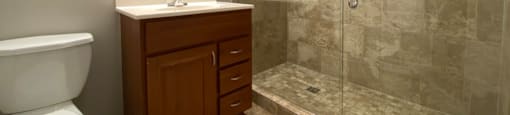 Gorgeous tiled shower with glass shower doors - 3 Bedroom 2 Bath