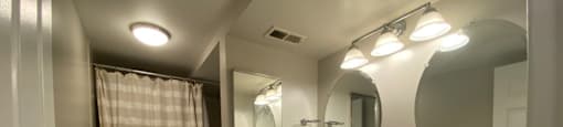 Large bathroom with upgraded double-vanity