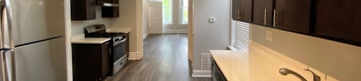 Open layout with sightlines to the living area from the kitchen