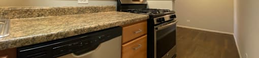 Gas stove and a dishwasher