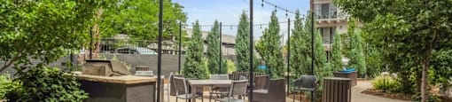 Plenty of seating on the community patio to enjoy the Denver sunshine