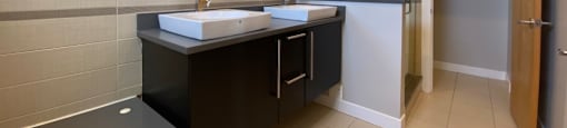 Large bathroom with double sinks