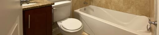 Upgraded bathroom with tiled full tub - 3 Bedroom