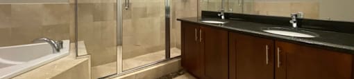 Bathroom with dual sinks, garden tub and walk-in shower - 3 Bedroom