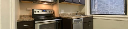 Kitchen with stainless steel appliances