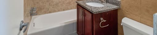 Bright bathroom with granite finishes