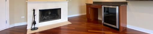 Built-in fireplace and wine cooler