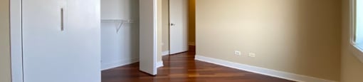 Bedroom with large closets