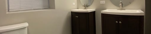 Large bathroom with upgraded double-vanity