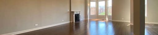 Bright living space with a built-in fireplace