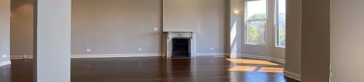 Stunning living space with a built-in fireplace