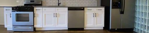 Large kitchen with hardwood floors
