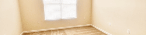 Bedroom with ceiling fan, carpet and window