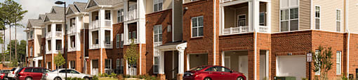 Apartment buildings and parking lot