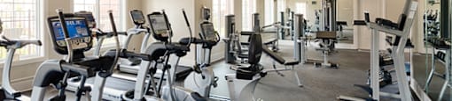 Fitness center with cardio equipment; flat screen TV