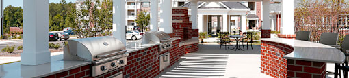 Outdoor entertaining area with gas grills