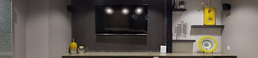 Movie theater with seating and TV