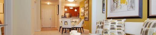 Living room open to dining room and kitchen