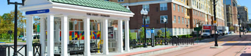 Belmont at Freemason exterior adjacent to The Tide light rail station