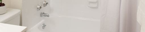 Full tub in bathroom at Portland Towers