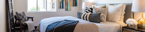 Bedroom at Portland Towers with natural light