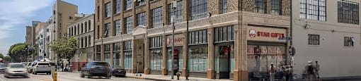 A large brick building with a Star Gifts store on the ground floor.