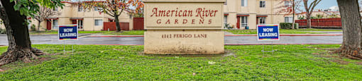Decorated Property Signage at American River Gardens, Sacramento, CA, California , 95841
