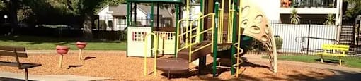 Community outdoor space overlooking tot lot