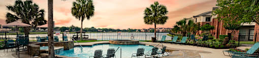 Pool wview with beautiful sunset