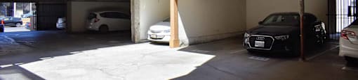 View of covered parking area