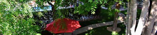 Elevated view of courtyard