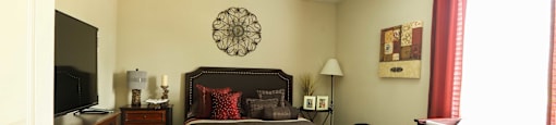 Bedroom of model that has been furnished