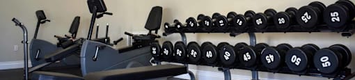 view of community fitness center with free weights