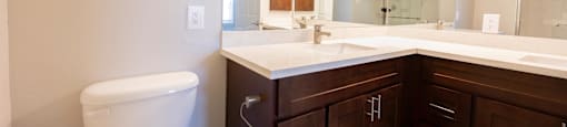 a bathroom with a toilet and a sink and a mirror