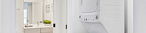 In Home Stacked Washer/Dryer at Winfield Station Apartments, J Street Property Services, Winfield