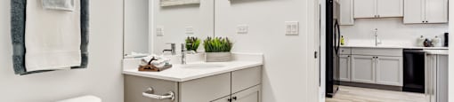 Luxurious Bathroom at Winfield Station Apartments, J Street Property Services, Illinois