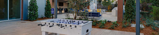 foosball table in the courtyard of Ladera