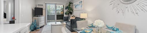 living space with hardwood style floors at Pointe Luxe Apartment Homes, San Diego, CA, 92110