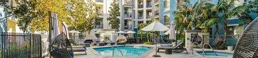 Pool and Fire Pit at Enclave at Warner Center, 6710 Variel Ave